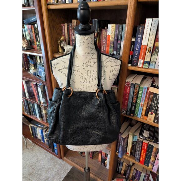 HOBO Women's Black Grained Leather Shoulder Bag Purse - Picture 1 of 7